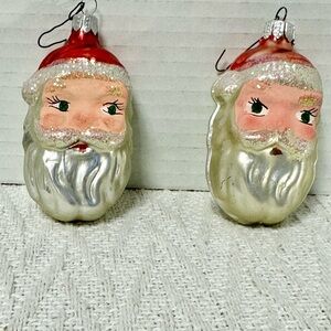 Vintage Santa Claus Holiday Ornaments - Red and Silver